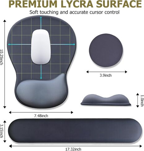 Gel Mouse Pad with Wrist Rest, Ergonomic Office Keyboard Wrist Rest and Mousepad with Wrist Support, Computer Mouse Pad with Non-Slip PU Base and Desk Accessories Mat for Home & Gaming, Onxy Black in Kuwait