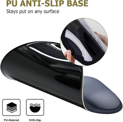 Gel Mouse Pad with Wrist Rest, Ergonomic Office Keyboard Wrist Rest and Mousepad with Wrist Support, Computer Mouse Pad with Non-Slip PU Base and Desk Accessories Mat for Home & Gaming, Onxy Black in Kuwait