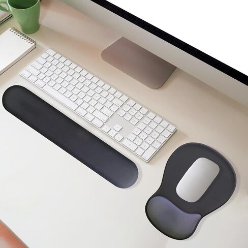 Gel Mouse Pad with Wrist Rest, Ergonomic Office Keyboard Wrist Rest and Mousepad with Wrist Support, Computer Mouse Pad with Non-Slip PU Base and Desk Accessories Mat for Home & Gaming, Onxy Black in Kuwait