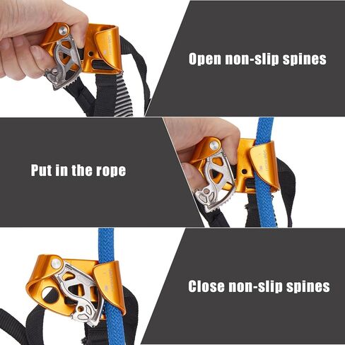 Foot Ascender, Riser Rock Climbing Mountaineering Tree Arborist, Equipment Climbing Device for 8-13mm Rope in Kuwait