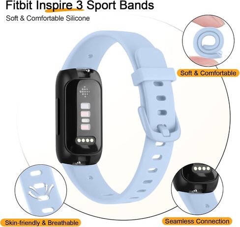2 حزم نطاقات متوافقة مع Fitbit Inspire 3 فرق للنساء ، وأشرطة استبدال سيليكون قابلة للتعديل للسيليكون الرياضي لفيتبيت إلهام 3 اللياقة البدنية in Kuwait