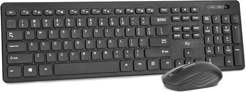Wireless Keyboard and Mouse Combo - Rii Standard Office PC Keyboard and Optical Wireless Mice (Black) in Kuwait