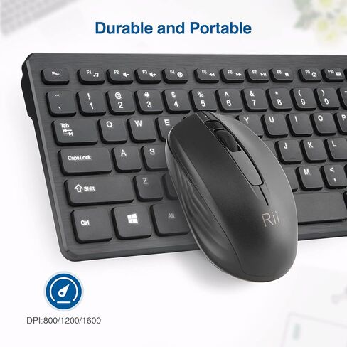 Wireless Keyboard and Mouse Combo - Rii Standard Office PC Keyboard and Optical Wireless Mice (Black) in Kuwait