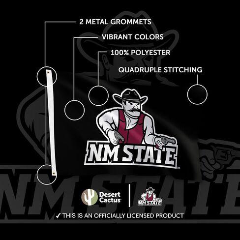 لافتات علم جامعة ولاية نيو مكسيكو الصحراوية Aggies NMSU NM 100% بوليستر للاستخدام الداخلي والخارجي 3×5 (النمط 1) in Saudi Arabia