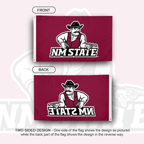 لافتات علم جامعة ولاية نيو مكسيكو الصحراوية Aggies NMSU NM 100% بوليستر للاستخدام الداخلي والخارجي 3×5 (النمط 1) in Saudi Arabia