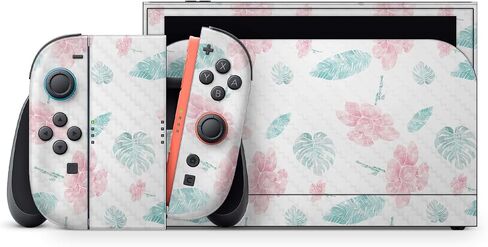 Carbon Fiber Gaming Skin Compatible with Nintendo Switch 2 Premium Kit - Paper Flowers - Premium 3M Vinyl Protective Wrap Decal Cover - Easy to Apply | Crafted in The USA by MightySkins in Saudi Arabia