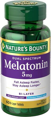 Nature's Bounty Melatonin 5mg Dual Spectrum, 100% Drug Free Sleep Supplement, Quick Release and Extended Release, Promotes Relaxation and Sleep Health, 60 Bi-Layer Tablets (Pack of 2) in Saudi Arabia