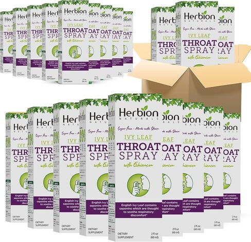 Herbion Naturals Throat Spray, Soothes Respiratory Discomfort with The Power of English Ivy, Marshmallow, and Echinacea extracts for Adults and Children, 2 FL Oz (60 ml) in Kuwait