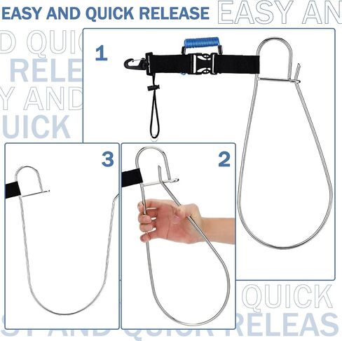4 Pieces Fish Stringer Clip Heavy Duty Fishing Lanyard Quick Release Fish Lock Buckle Stainless Steel Core Lanyard for Spearfishing Kayak Fishing in Saudi Arabia