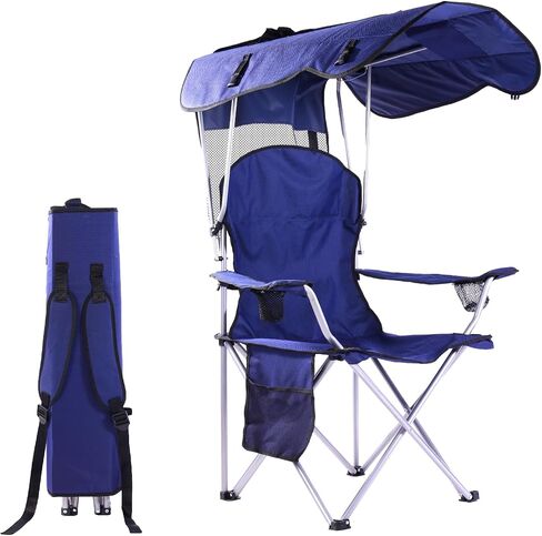Portable Folding Camping Chairs with Canopy Shade, Beach Chair for Adults, Durable Weather Resistant 600D Oxford Cloth, Camping Chair with Canopy for Outdoors [Blue] in Saudi Arabia