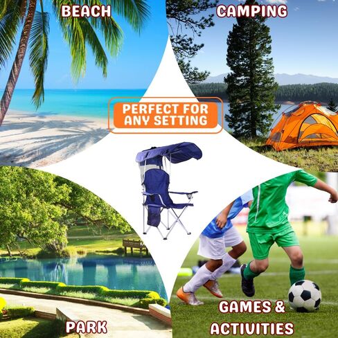Portable Folding Camping Chairs with Canopy Shade, Beach Chair for Adults, Durable Weather Resistant 600D Oxford Cloth, Camping Chair with Canopy for Outdoors [Blue] in Saudi Arabia