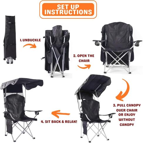 Portable Folding Camping Chairs with Canopy Shade, Beach Chair for Adults, Durable Weather Resistant 600D Oxford Cloth, Camping Chair with Canopy for Outdoors [Blue] in Saudi Arabia