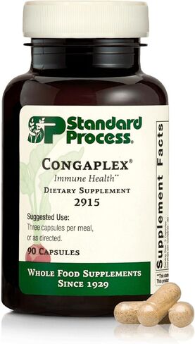 Standard Process Congaplex - Thymus Gland Support Supplement - Support Immune Health with Calcium Lactate, Magnesium, Vitamin C & Vitamin A - Immune System Aid with Mushroom Powder - 90 Capsules in Saudi Arabia