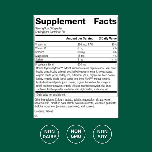 Standard Process Congaplex - Thymus Gland Support Supplement - Support Immune Health with Calcium Lactate, Magnesium, Vitamin C & Vitamin A - Immune System Aid with Mushroom Powder - 90 Capsules in Saudi Arabia