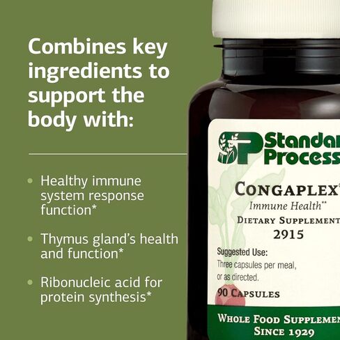 Standard Process Congaplex - Thymus Gland Support Supplement - Support Immune Health with Calcium Lactate, Magnesium, Vitamin C & Vitamin A - Immune System Aid with Mushroom Powder - 90 Capsules in Saudi Arabia