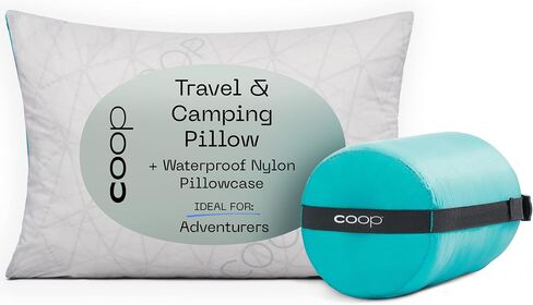 Coop Home Goods Original Adjustable Travel Pillow and Waterproof Pillow Protector Grey Bundle with Compressible Stuff Sack, Medium-Firm Memory Foam and Washable Cover, CertiPUR-US Certified (19x13) in Saudi Arabia