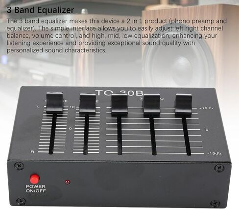 Heayzoki Phono Preamp with 3 Band EQ 2 Channel, Digital Sound Equalizer for Record Player, 12dB High Mid Low Tone Adjustment, Balanced Volume Control, 5V Powered Supply in Saudi Arabia