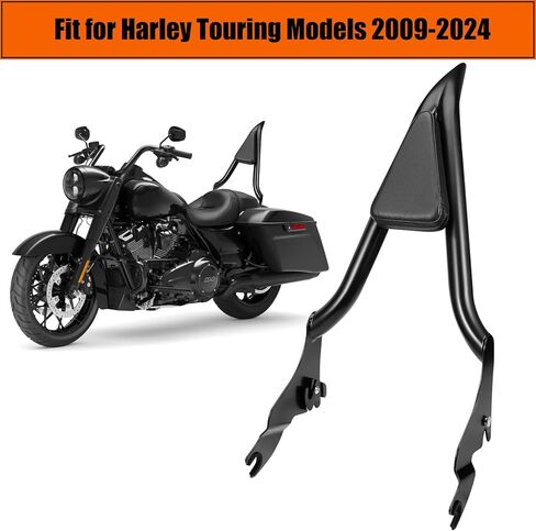 26" Motorcycle Sissy Bar for Harley, Integrated Passenger Backrest for Harley Davidson Touring CVO Street Glide Road Glide Electra Glide Road King FLHR FLHX FLHT FLTR 2009-2024, Chrome Sissy Bar in Kuwait