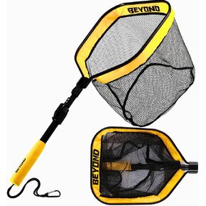 Beyond Braid Floating Fishing Net with Handle – Folding Fishing Net for Easy Storage – Telescopic Landing Net for Bass, Trout, Kayak & Boat Fishing – Durable, Lightweight & Fish Friendly