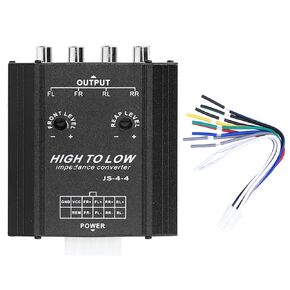 Audio Converter, 4 Channel Audio Impedance Converter High Low R CA Line Car Stereo Radio Speaker Frequency Filter for Car Power Amplifier