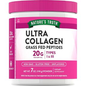 Collagen Powder | 7 oz | Type I and III | Grass Fed, Paleo and Keto Friendly Collagen Peptides | Protein Packed | Unflavored | Non-GMO and Gluten Free Supplement | by Nature's Truth