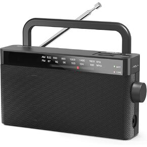 Goodes Portable AM/FM Radio with Best Reception - Battery Operated & USB Powered Transistor Radio - Loud Speaker, Large Knob & Headphone Jack - Perfect for Elderly, Home, Emergency, Gifts