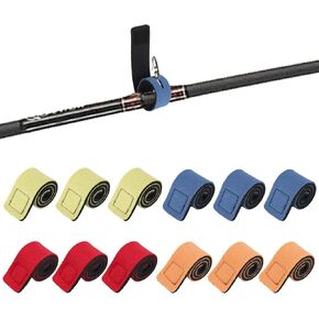 12pcs Fishing Rod Straps, 9.84in 4 Colors Securing Straps Belt Cable Ties for Fishing Rods Elastic Rod Holder Strap Fish Pole Gear Accessories for Organizing Wrap Protectors