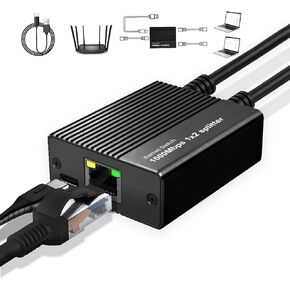 Ethernet Splitter 1 to 2 High Speed 1000Mbps, Network Splitter with USB Power 1 in 2 Out Gigabit Dual LAN RJ45 Port Router Switch Work with Cat6/7/8 Cable [2 Devices Simultaneously Networking]