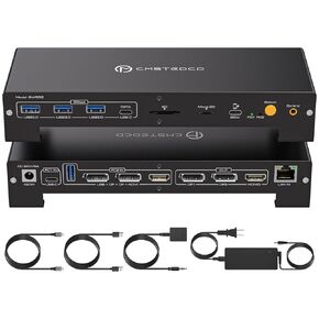 KVM Docking Station USB C KVM Switch 2 Computers 3 Monitors or 2 Monitors 4K60Hz HDMI and 2 Displayport for 1 Thunderbolt 4 Laptop and 1 Desktop Shared Dual to Triple Monitors with PD Charging