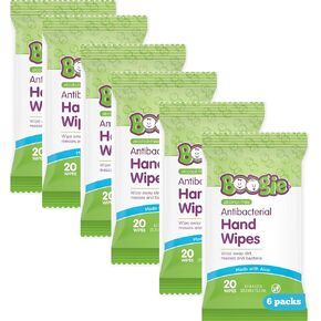 Hand Sanitizer Wipes by Boogie Wipes, Single Packs, Alcohol-Free, Hypoallergenic and Moisturizing Aloe, Boogie Hand Wipes for Adults and Kids, 30 Wipes (Pack of 2) in Kuwait