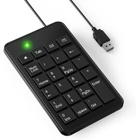 CBUS Wired USB-A NUMERIC KEYPAD للكمبيوتر المحمول ، 23 مفاتيح مفاتيح مفاتيح Numpad مع علامة تبويب ، المنزل ، البريد الإلكتروني والآلة الحاسبة ، كابل 5 أقدام ، تصميم صغير وخفيف الوزن