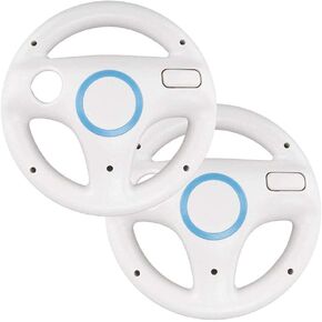 Mario Kart Wii Steering Wheels, PlayHard 2 Pack Mario Kart Wii Racing Wheels Compatible with Nintendo Wii, Wii U Racing Games (White X 2) (Renewed)