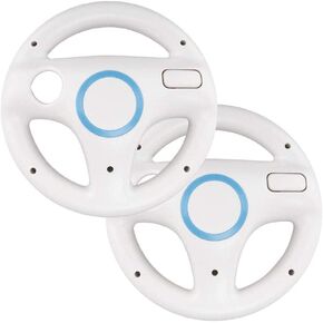 Tmyes Mario Kart Racing Wheel Compatible with Nintendo Wii and Wii U 2 Pack (White)