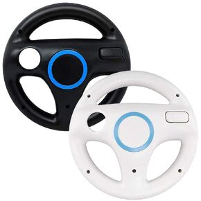 Tmyes Mario Kart Racing Wheel Compatible with Nintendo Wii and Wii U 2 Pack (Black&White)