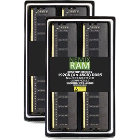 NEMIX RAM 192GB (4X48GB) DDR5 5600MHZ PC5-44800 2Rx8 1.1V CL46 288-PIN Non-ECC Unbuffered UDIMM Desktop PC Memory KIT Compatible with GIGABYTE X870E AORUS PRO ICEMotherboard