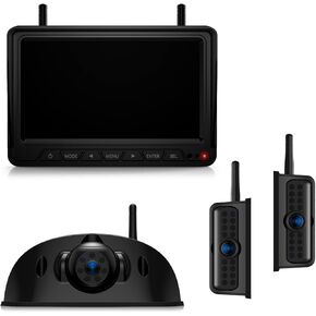 نظام كاميرات النسخ الاحتياطي Fookoo HD Wireless RV ، شاشة مقسمة 7 بوصات ، منظر خلفي واحد + 2 كاميرات جانبية ، IR Light Vision Recording مقاومة للماء مع مقطورة شاحنة RV Furrion مسبقًا-DW7Y503