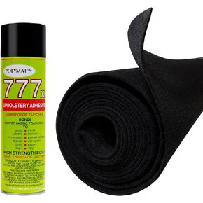 1 Glue+10ft x 45" (120"x45") Polymat Black Speaker Box Carpet + 777x Glue for Subwoofer,Cabinet,Car Audio,Boat,Trunk,Shelf,Roadcase,Underfelt