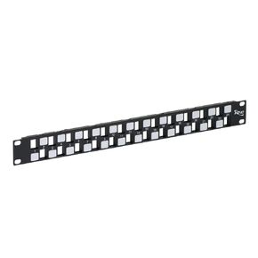 ICC 24 Port Blank Keystone 1U Patch Panel with 19" Metal Rackmount Housing, Staggered Ports to Reduce ANEXT, Works with Wide and Slim Profile Keystone Jacks (Sold Separately), UL Listed, IC107BE241