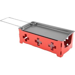 Cheese Raclette with Foldable Handle, Mini Tea Light Raclette Set Candlelight Raclette Cheese Raclette Melter for Grill(Red)