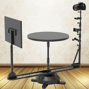 360 Degree Panoramic Rotating Shooting Platform, Professional Photography Turntable, Spinning Photo Video Booth, Adjustable Tilt Angle(36-156°)/Height(40-160cm) (Electric)