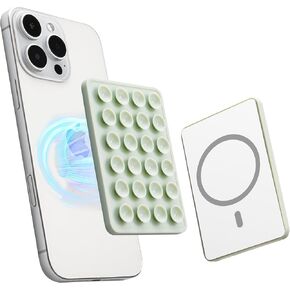 تمسك بالهاتف الخلوي الشفط المطوّر من أجل حالة Magsafe ، حامل رفيق كأس السيليكون OCTO ، ملحق هاتف مغناطيسي متين لـ iPhone و Android (Pearl White)