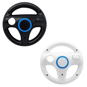 ZOTAIN 2 Pack Racing Steering Wheels Compatible with Wii, Wii U Mario Kart Racing Games (Black/White)