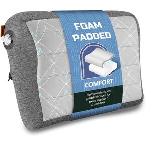 TREKOLOGY Premium Inflatable Camping Pillow with Removable Foam-Padded Case – Noise-Reducing, Ergonomic Design for Outdoor, Backpacking, and Air Travel ALUFT Pro Gray