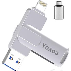 MFi Certified 512GB Flash Drive for iPhone & iPad, High-Speed Photo Stick for External Memory Storage, Backup & Transfer Files, Thumb Drive Memory Stick for iPhone/iPad/iOS/Android/PC (Silver)