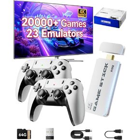 2025 أحدث عصا وحدة التحكم في لعبة Retro ، ألعاب فيديو كلاسيكية مع 4K HDMI ، 23 محاكاة ، 20000+ ألعاب - توصيل وتشغيل ألعاب الفيديو التلفزيونية مع الترقية Dual 2.4g Wireless Controllers (64 جيجابايت)