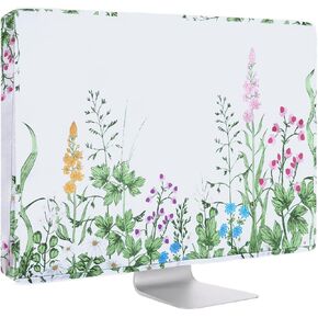 MOSISO Monitor Dust Cover 26,27,28,29 inch Anti-Static Dustproof LCD/LED/HD Panel Case Lush Weeds Computer Screen Protective Sleeve Compatible with iMac 27 inch, 26-29 inch PC, Desktop and TV, White
