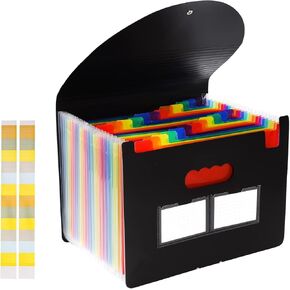 Cloudia 13 Pockets Accordion File Organizer, Expanding File Folder with Blank Labels, Super Heavyweight Monthly Accordion Folder, Desktop Accordion Folders (Black) in Kuwait