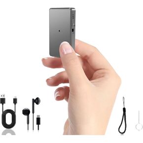 Voice Recorder - 64GB Mini Voice Recorder - Noise Cancellation Voice Activated Functionality, Rechargeable Audio Recorder with Earphone, Portable USB-C Recording Device for Work, Meetings, Interview