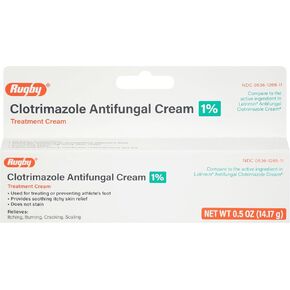 Rugby Laboratories Antifungal Cream Clotrimazole 1% Cures Most Athlete?s Foot 1oz (28g) Relieves Itching Burning Cracking, Scaling, and Discomfort NDC 0536-1272-11 (Pack of 1)