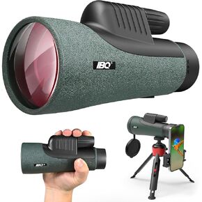IBQ 12x55 UHD Monoculars for adults high powered, Monocular Telescope with Tripod, Hand Strap, Smartphone Adapter, Waterproof with BAK4 Prism & FMC Lens for Camping Travel Hiking Bird Watching Hunting